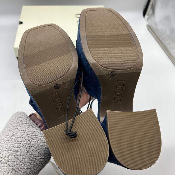 a.n.a Womens Holland Heeled Sandals Denim Platform Size 9.5M - Picture 10 of 15